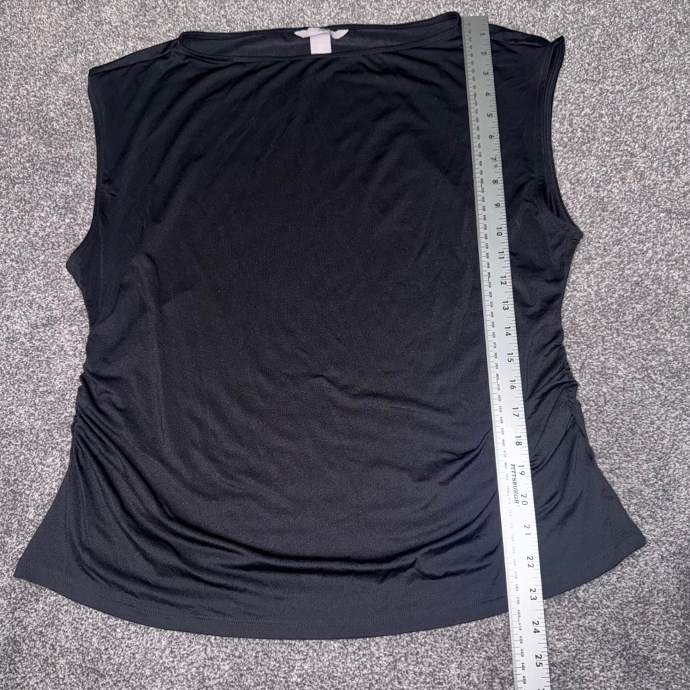 H&M Women's Black Sleeveless Boatneck Blouse w/ Ruched Side Seams Size XL - Picture 5 of 9